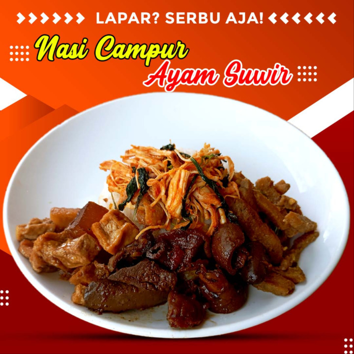 Nasi Campur Ayam Suwir Sambal Bawang