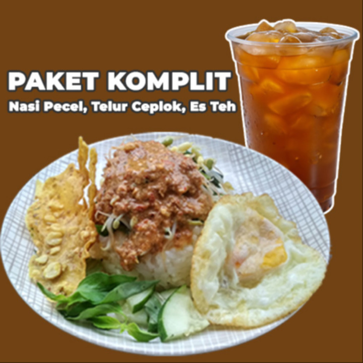 Paket Nasi Pecel Telur Ceplok + Es Teh Manis