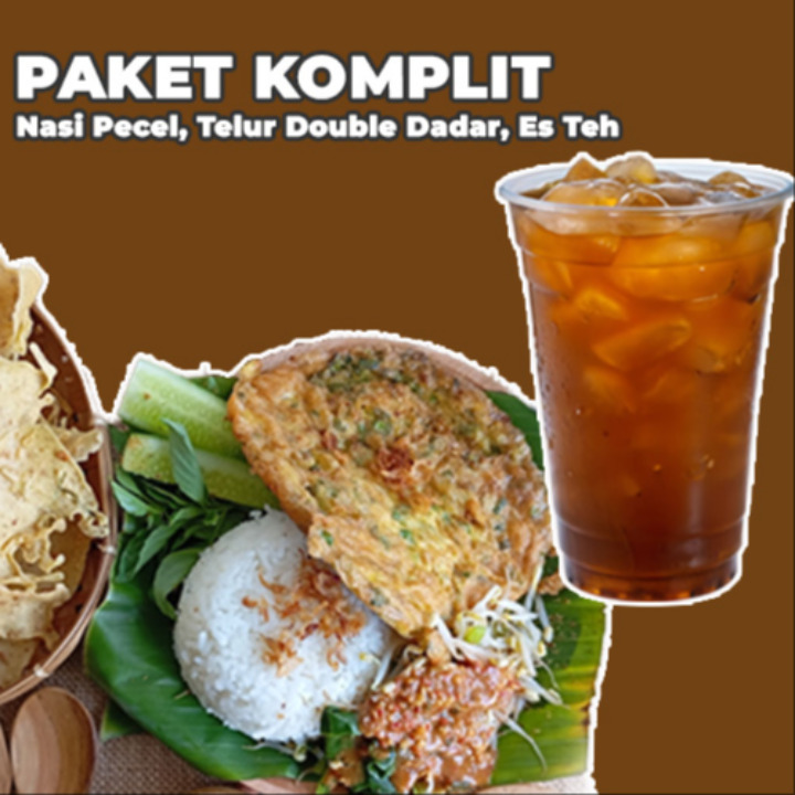 Paket Nasi Pecel Telur Double Dadar + Es Teh
