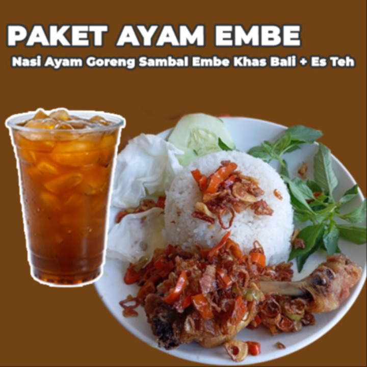 Paket Nasi Ayam Goreng Embe Khas Bali + Es Teh