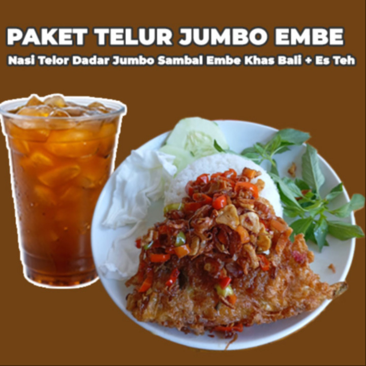 Paket Nasi Telur Dadar Jumbo Embe  + Es Teh