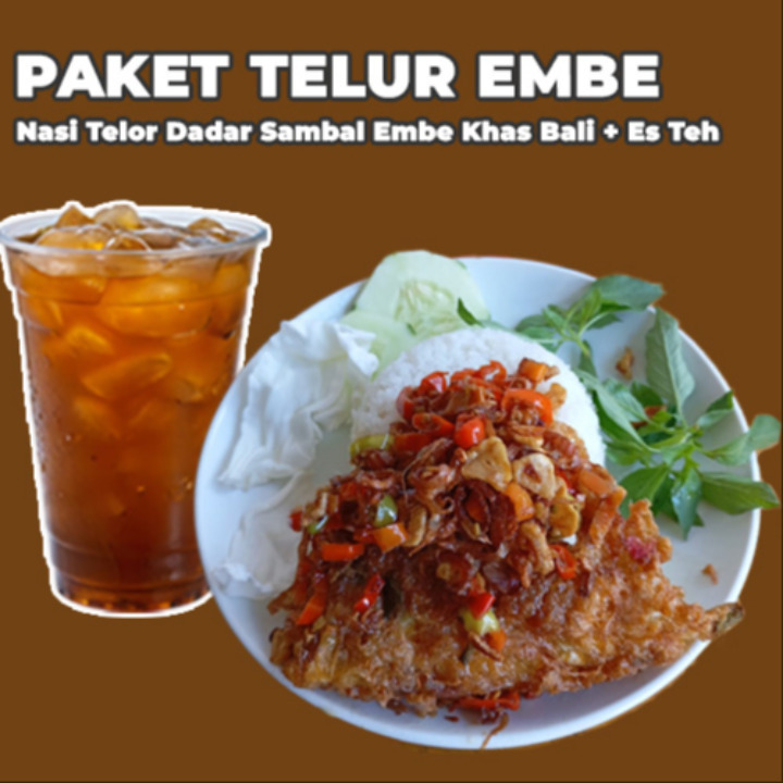 Paket Nasi Telur Dadar Embe + Es Teh
