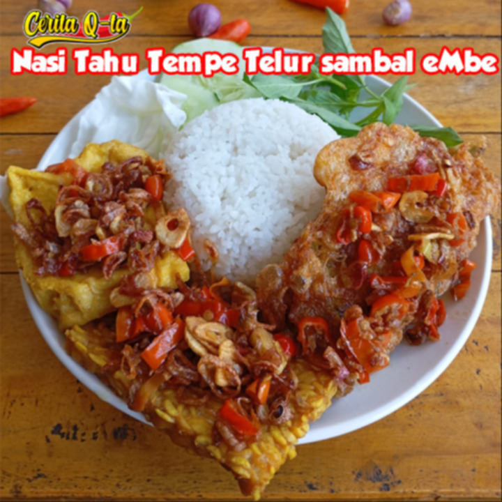 Nasi Tahu Tempe Telur Sambal Embe